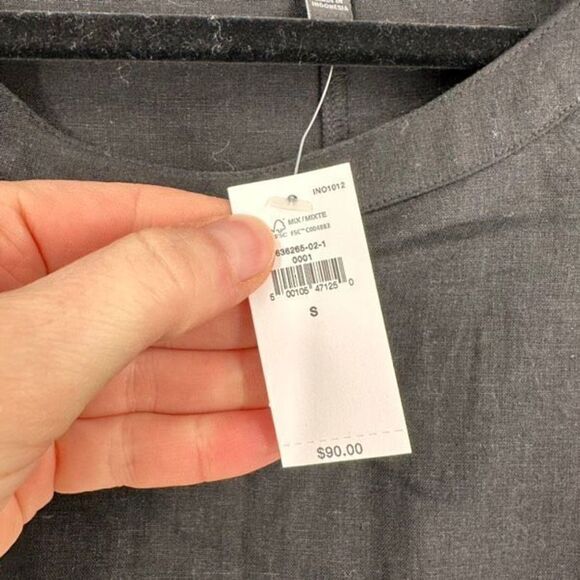 NWT Banana Republic Linen Tie Back Black Split Hem Blouse Small - Picture 13 of 15